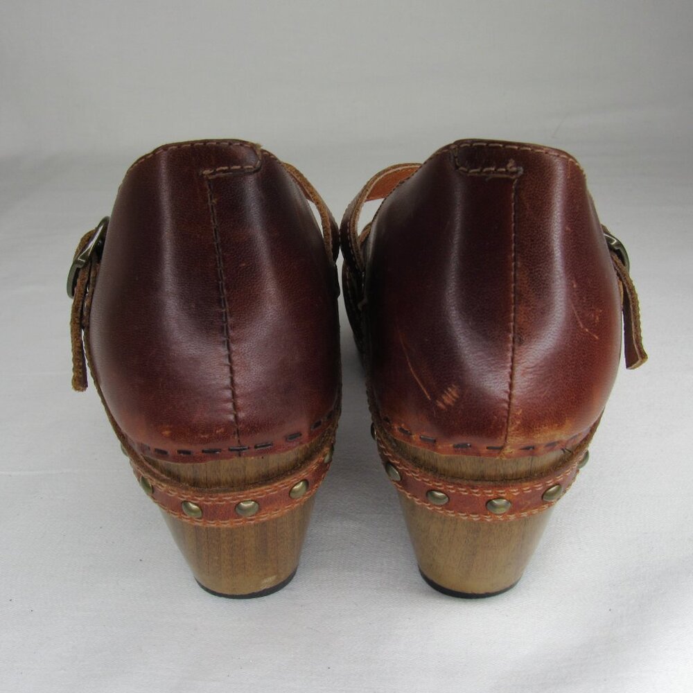 Dansko Brown Leather Mary Jane Clog Heels - Picture 4 of 8
